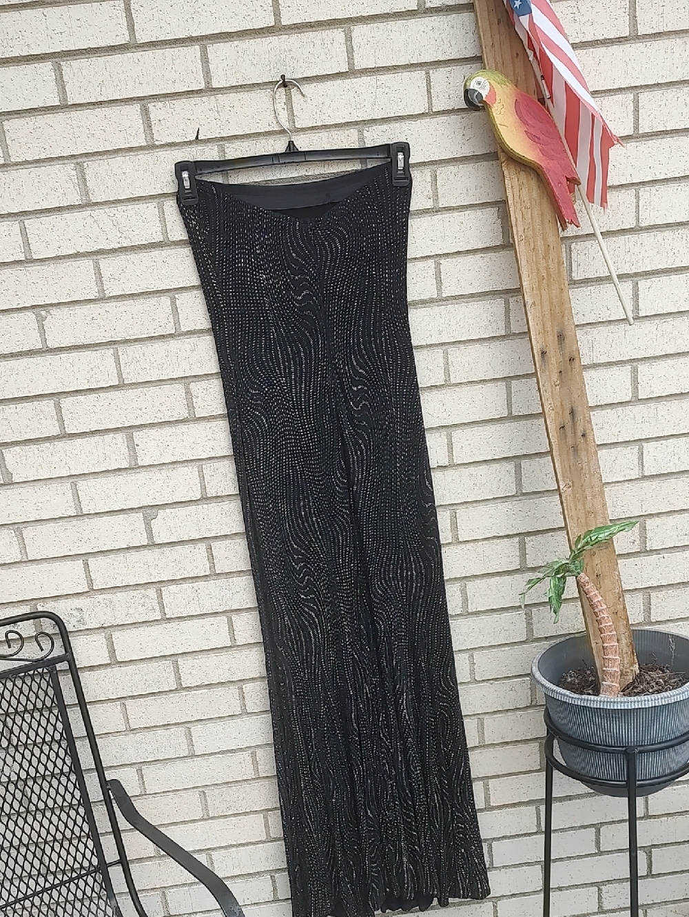 Black/With Silver Beaded- Elegant Evening Gown - Picture 8 of 10